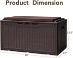 Devoko 100 Gallon Deck Box, Waterproof Resin Outdoor Storage Box with Cushion for Outside and Patio, Large Outdoor Storage Bench Cabinet Lockable for Patio Furniture and Garden Tools (Deep Brown) - Image 5