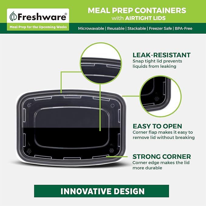 Freshware Meal Prep Containers 1 Compartment Food Storage Containers - Image 5