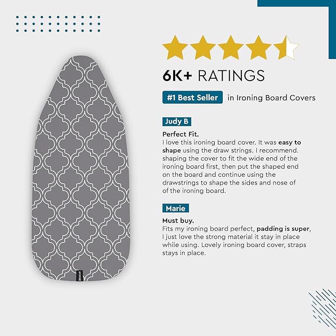 Encasa XO Ironing Board Cover and Pad 54"x18" - Image 5