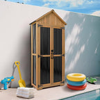 PetsCosset Outdoor Storage Cabinet Waterproof, Outdoor Storage Shed with Shelves, Wood & Metal Patio Backyard Garden Storage Cabinet Tool Organizer for Outside - Image 7