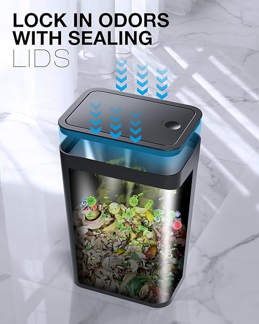 Bathroom Trash Can with Lid, 2 Pack 4 Gallons/15 Liters Garbage Can with Pop-Up - Image 6