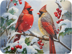 Winter Cardinal Birds Dish Drying Mat, Holly Berry Branches Dish Drying Mat by Kawani