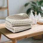 Jacquotha Waffle Hand Towels 5-Piece – Cotton, Quick Dry, Lint Free, 13” x 29” - Image 6