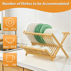 Bamboo Dish Drying Rack, Collapsible 2-Tier Dish Drainer Kitchen Plate Rack - Image 7