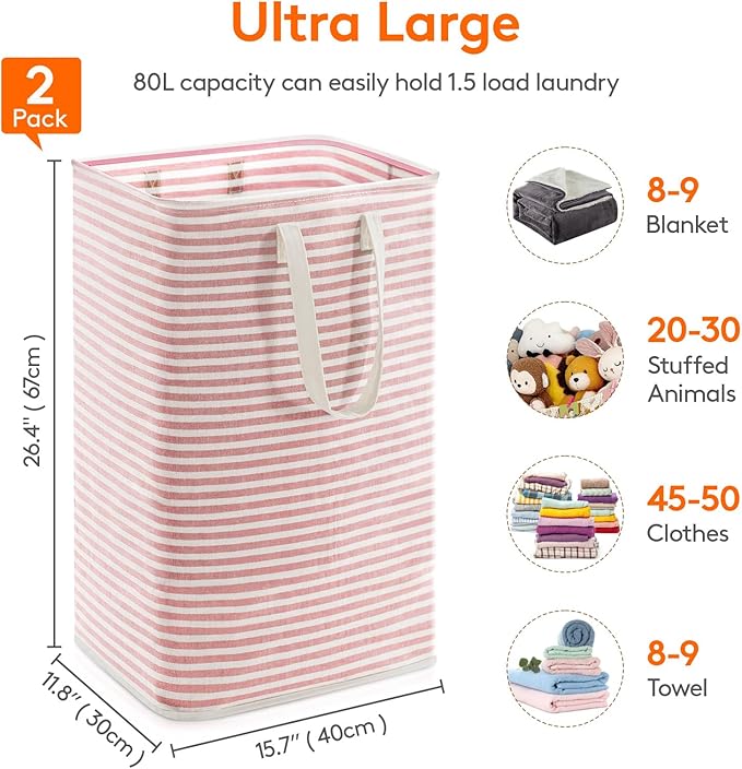 Lifewit 2 Pack Laundry Hamper Large Collapsible Laundry Baskets, Freestanding - Image 3