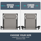 Best Choice Products 30” Wide Folding Zero Gravity Outdoor Recliner Patio Lounge Chair w/Adjustable Canopy Shade, Headrest, Side Accessory Tray - Ice Gray - Image 4