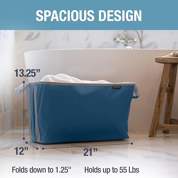 CleverMade Collapsible Laundry Basket 2 Pack – 60L Foldable Clothes Hamper - Image 3