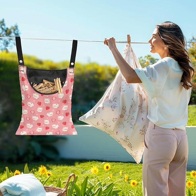 Clothespin Bag for Clothesline Outdoor, Soft & Lightweight Hanging Bag for - Image 2