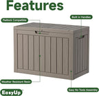 EasyUp 45 Gallon Outdoor Storage Box, Resin Waterproof UV-Resistant Deck Box, Reinforced Stability for Patio, Garden, and Poolside, Striped Gray - Image 3