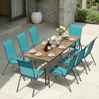 MAMIZO Patio Dining Chairs, Stackable All Weather Teslin Chair, Heavy Duty Outdoor Breathable Chairs Set, w/Armrests, Upgraded Chair FeetW/Strenthened Iron Spacers, 330 LBS (8, Turquoise Blue) - Image 9