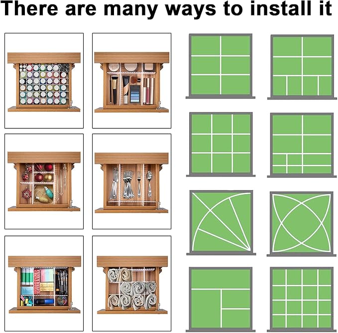 12Pcs Adjustable Drawer Dividers 0.1Inch Thickness DIY Grid Dividers 40x5cm - Image 6