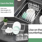 Large Dish Drainer Rack in Sink Adjustable, Expandable 304 Stainless Steel - Image 5