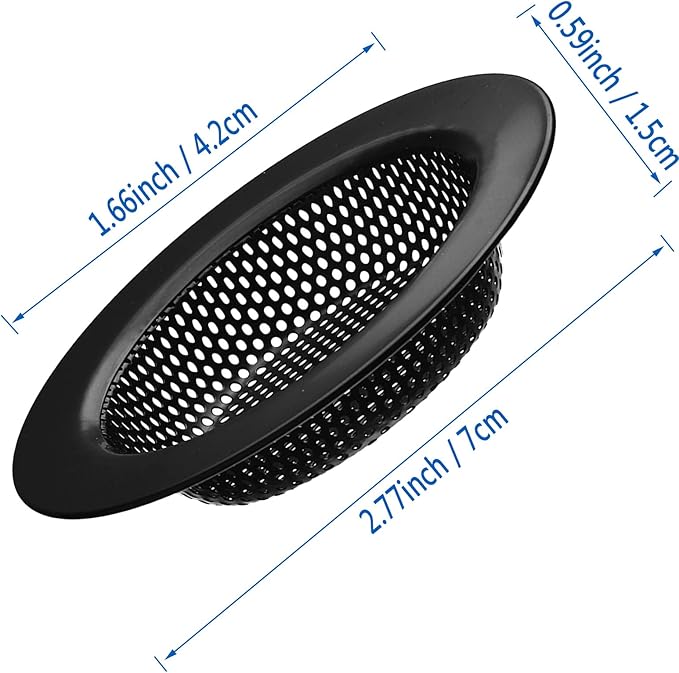 2 Pcs Black Stainless Steel Mesh Sink Drain Strainer, 2.75" Top/1.66" Kitchen - Image 5