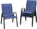 Patio Dining Chairs Set of 4, Outdoor Stackable Dining Chairs High Back for All Weather, Patio Furniture for Backyard, Porch, Garden, Pool Deck (Blue) by VonzoyHome