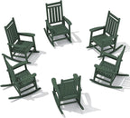 SERWALL HDPE Outdoor Rocking Chair Set of 6, Patio Rocking Chairs for Adults, All Weather Outdoor Rockers for Lawn, Green by SERWALL