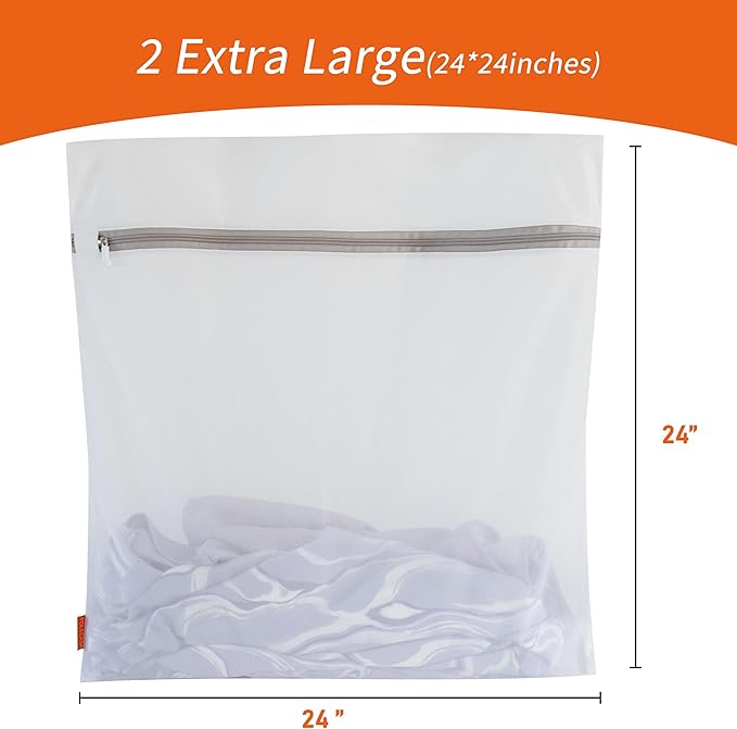 Polecasa 2Pcs 24 x 24 Inches Extra Durable Fine Mesh Laundry Bags - Image 6