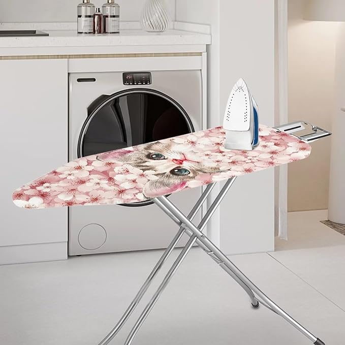 Pink Cherry Blossom Cat Ironing Board Cover and Pad Soft Fabric Cover - Image 2