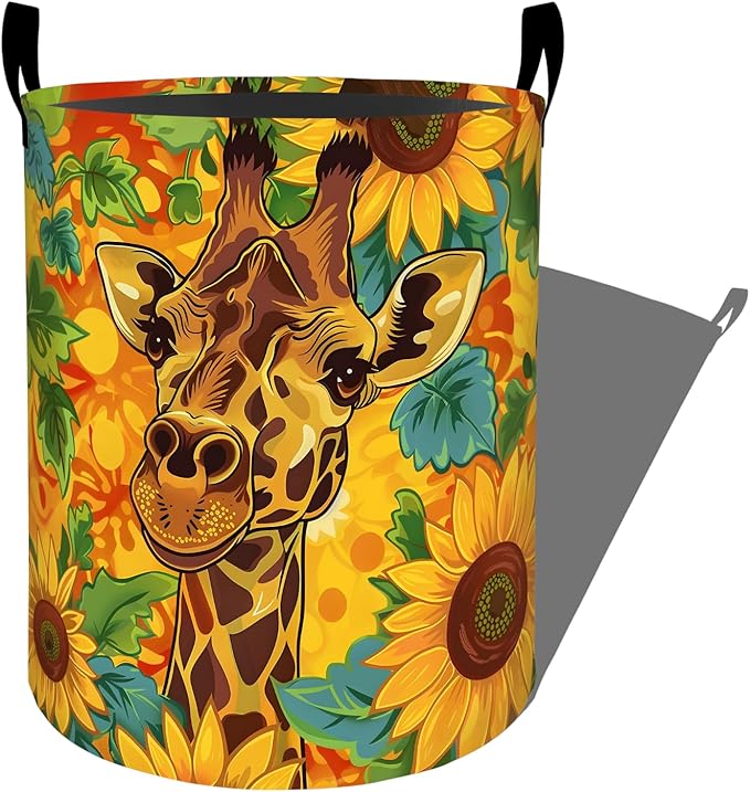 Cute Giraffe Surrounded by Sunflowers Laundry Basket by Ti+Caldi