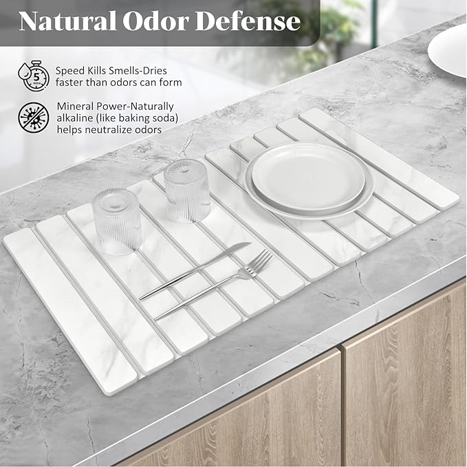 Large Stone Dish Drying Mats for Kitchen Counter, Eco-Friendly Absorbent - Image 3