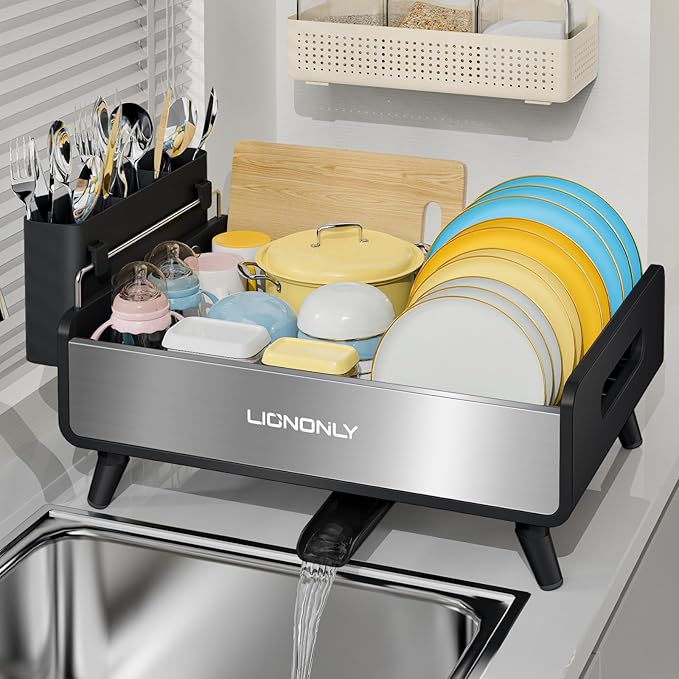 Dish Drying Rack, Thicker Premium Aluminum Frame and 304 Stainless Steel Plate by StartYourHomeStorageLife