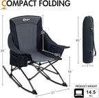 Portal Camping Rocking Chair Outdoors Folding Portable Rocker with Cup Holder Side Pocket Carry Bag, Support 350LBS, Black - Image 2