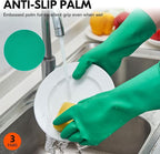 Vgo... 3-Pairs Reusable Household Gloves, Rubber Dishwashing gloves, Extra - Image 5