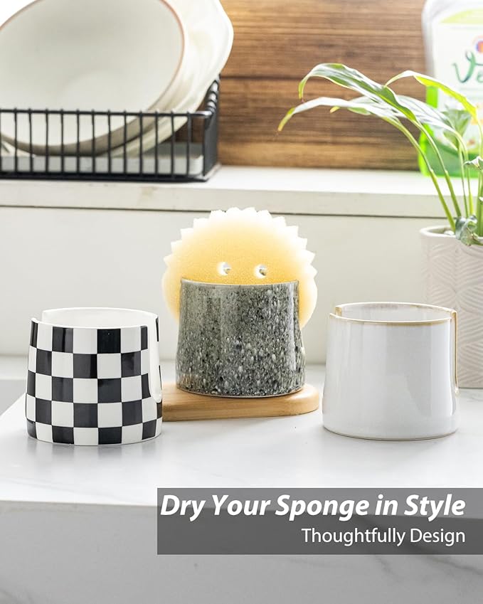 Kitchen Sponge Holder, Ceramic Dish Sponge Holder Scrubby Daddy Farmhouse Dish - Image 6