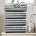 Oliven 4 Piece Grey Cabana Stripe Large Bath Towels Oversized Bath Sheet Super by Oliven