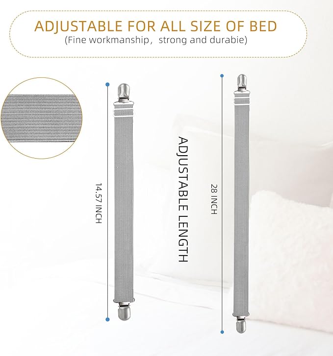 4Pcs Adjustable Bed Sheet Straps Clips, Elastic Mattress Sheet Fasteners Holder - Image 6
