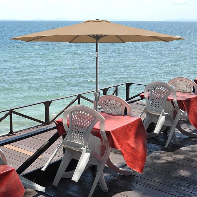 Simple Deluxe 9' Patio Umbrella Outdoor Table Market Yard Umbrella with Push Button Tilt/Crank - Image 8