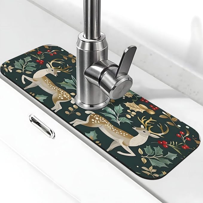 Christmas Kitchen sink faucet pad, strong water absorption, anti slip, very by Unknown