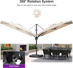 PURPLE LEAF 6.5' X 10' Left-right Tilt Patio Umbrella with Base Outdoor Cantilever Swivel Rectangle Umbrella Aluminum Offset Umbrella with 360-degree Rotation for Garden Deck Pool Patio Beige - Image 7