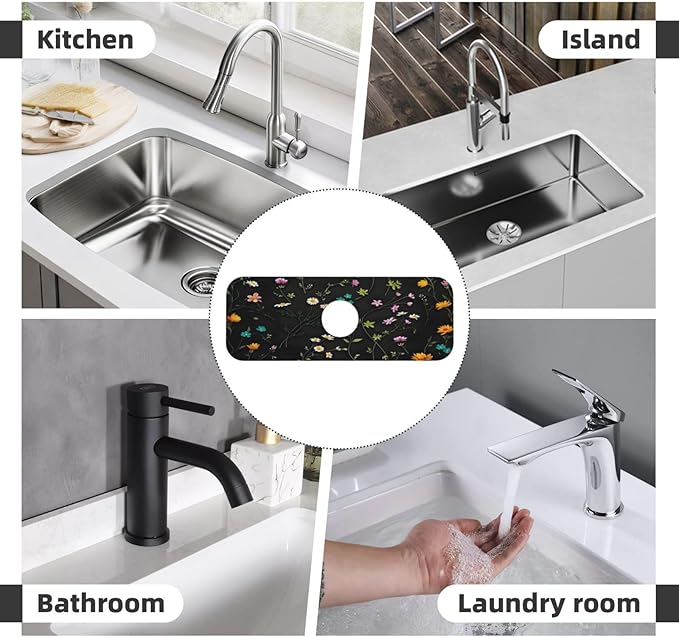 Flower Branch Pattern Design Cute Kitchen sink faucet pad, strong water - Image 8