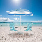 VINGLI Patio Lawn Webbed Folding Chairs Set of 4, Outdoor Beach Chair Portable Dining Chair for Outdoor Yard, Garden (White & Blue, Classic) - Image 2