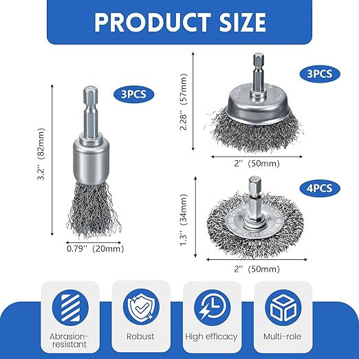 10 Pcs Drill Wire Brushes Coarse Carbon Steel Crimping Wire Wheel Cup Brushes - Image 2
