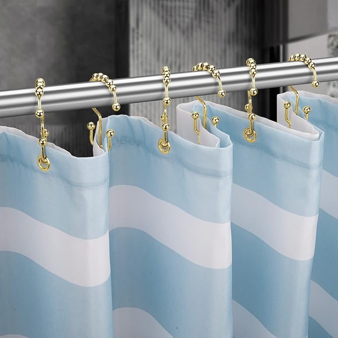 Titanker Gold Shower Curtain Hooks Rings, Rust-Resistant Metal Double Glide - Image 7