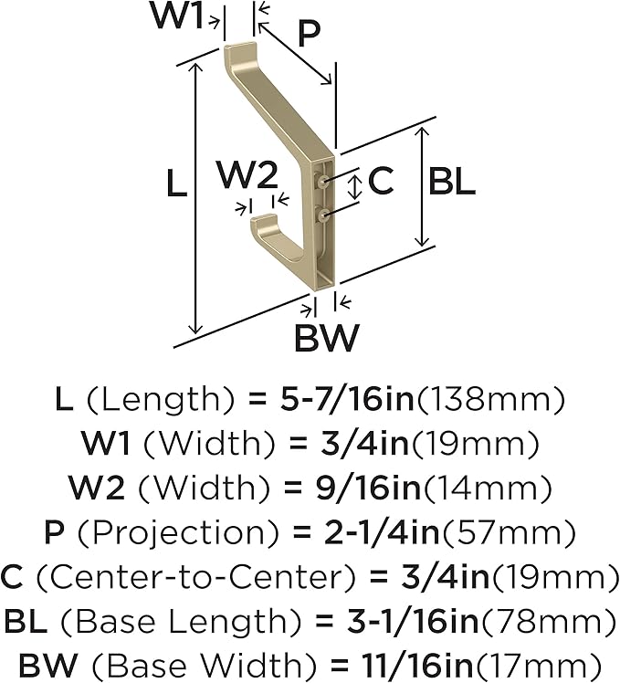 Amerock H37003BBZ | Emerge Double Prong Decorative Wall Hook | Golden Champagne - Image 4