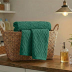 Artoid Mode 2 Pcs Dark Green 3D Diamond Grid Jacquard Hand Towels - Image 5