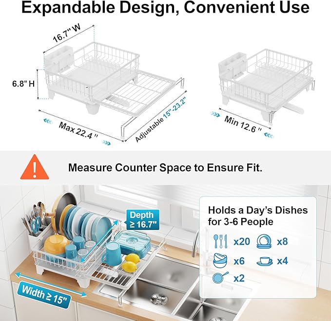 GSlife Expandable Dish Drying Rack - Image 4