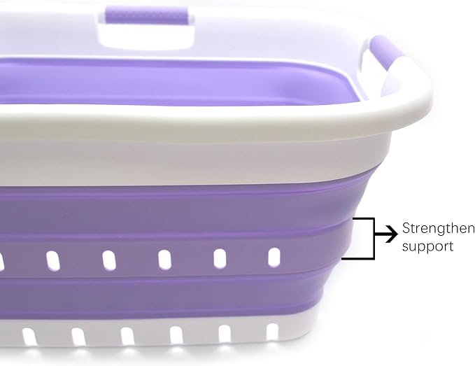 SAMMART 41L Collapsible 3 Handled Plastic Laundry Basket - Image 5