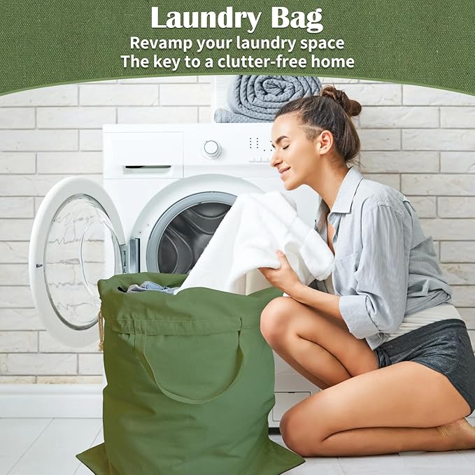 Canvas Laundry Bag 33"Wx 35"H, Thick Cotton Laundry Bag - Image 8
