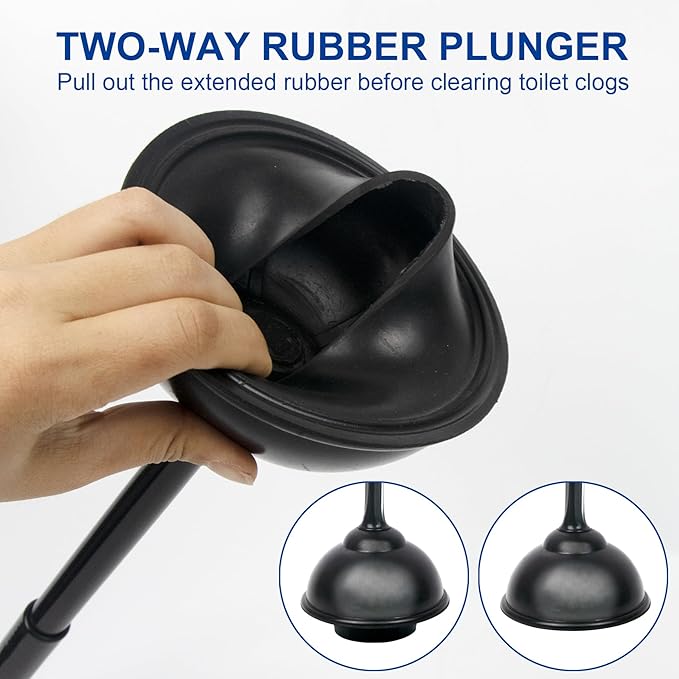 CELOX 2 Sets Black Toilet Brush and Plunger Set - Image 3