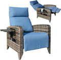 Upgraded Outdoor Recliner Chair, Reclining Patio Chairs with Adjustable Back up to 150°Lay Flat and Extended Footrest, Wicker Recliner Chairs with Flip Table and Removable Olefin Cushion by zzw