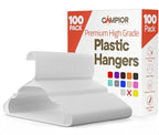 White Plastic Hangers 100 Pack– Heavy-Duty Plastic Hangers Slim and Space-Saving by Campior