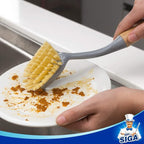 MR.SIGA Dish Brush with Long Bamboo Handle Built-in Scraper, Scrub Brush - Image 2