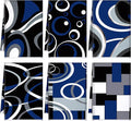 Boyiee Set of 6 Black Gray Blue Kitchen Towels Modern Geometric Dish Hand by Boyiee