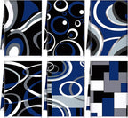 Boyiee Set of 6 Black Gray Blue Kitchen Towels Modern Geometric Dish Hand by Boyiee