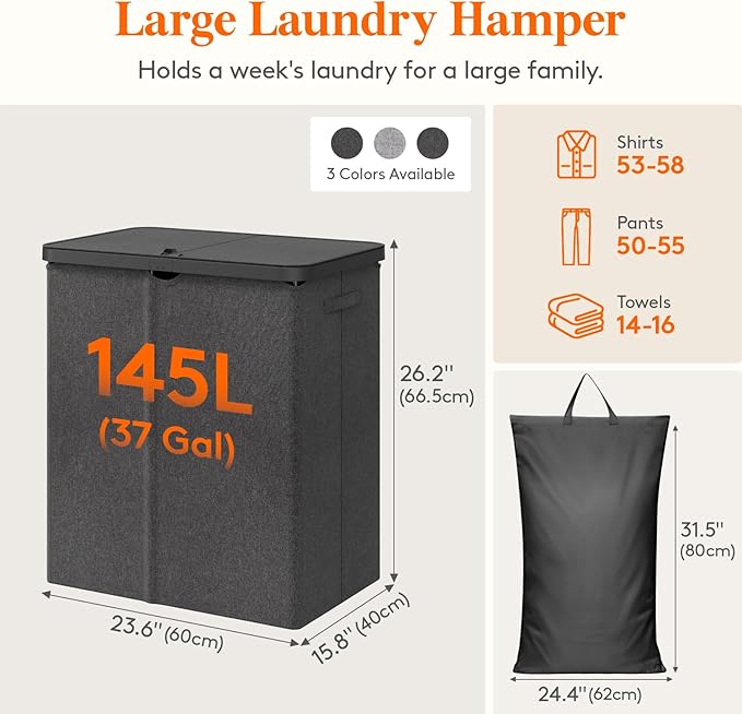 Lifewit 145L Large Laundry Basket - Image 4