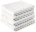 Encasa XO Kitchen Dish Towels Set | White | Waffle Weave and Flat Hand Tea by EncasaXO