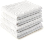 Encasa XO Kitchen Dish Towels Set | White | Waffle Weave and Flat Hand Tea by EncasaXO